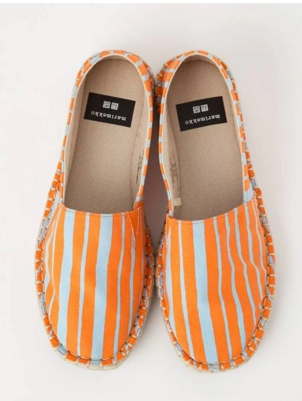 Marimekko x Uniqlo Women's Orange Blue Striped Comfy Espadrilles Size Medium 6.5